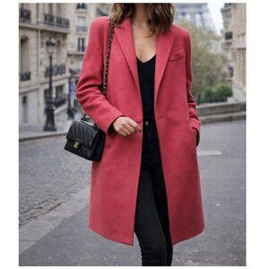 SANDRO Pink Mathea Wool Blend Coat